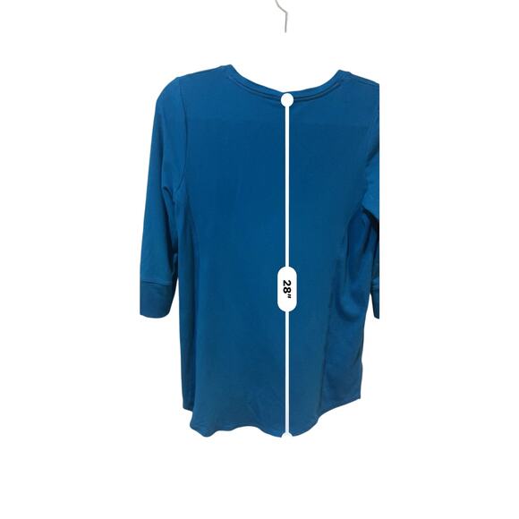 Chico’s Zenergy Teal Button Detail Ribbed V-Neck Trim Knit Tunic Top Size 0 (4/6 - Picture 2 of 8